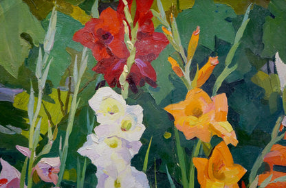 Oil painting Gladioli Balanovsky Yuri Vasilievich