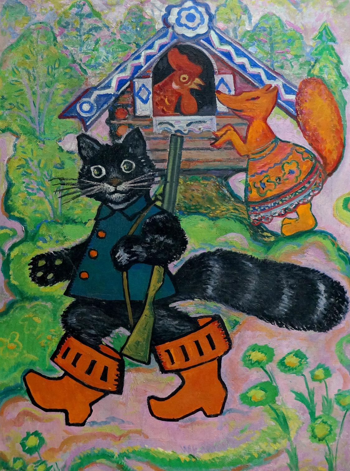 Oil painting Puss in Boots Olga Vladimirovna Malysheva