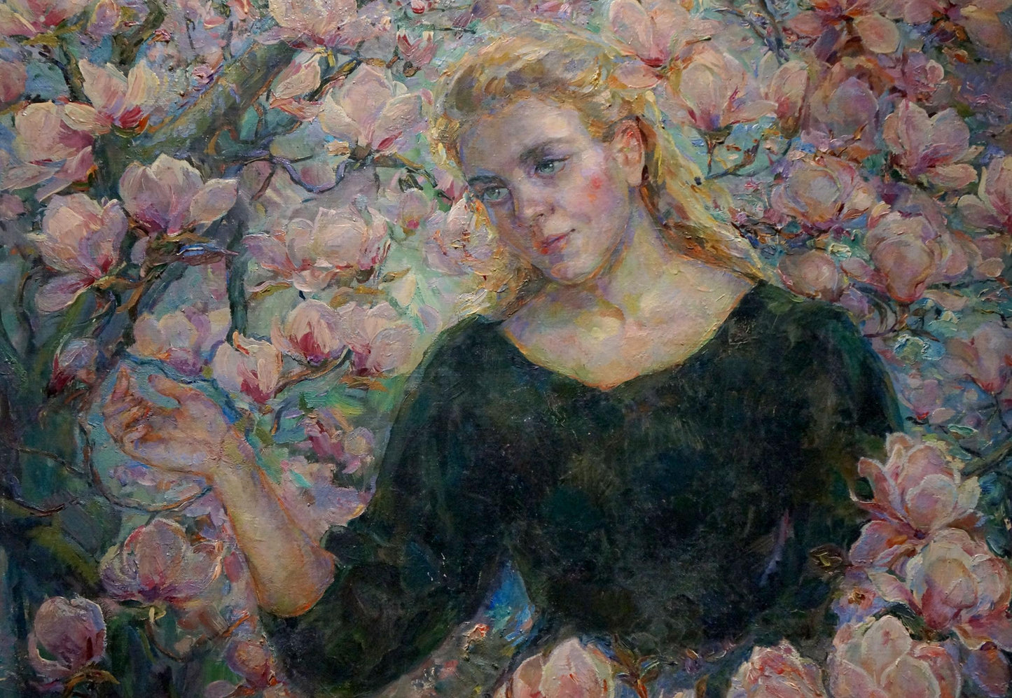 Oil painting Girl among flowers Titarenko Maria Anatolyevna