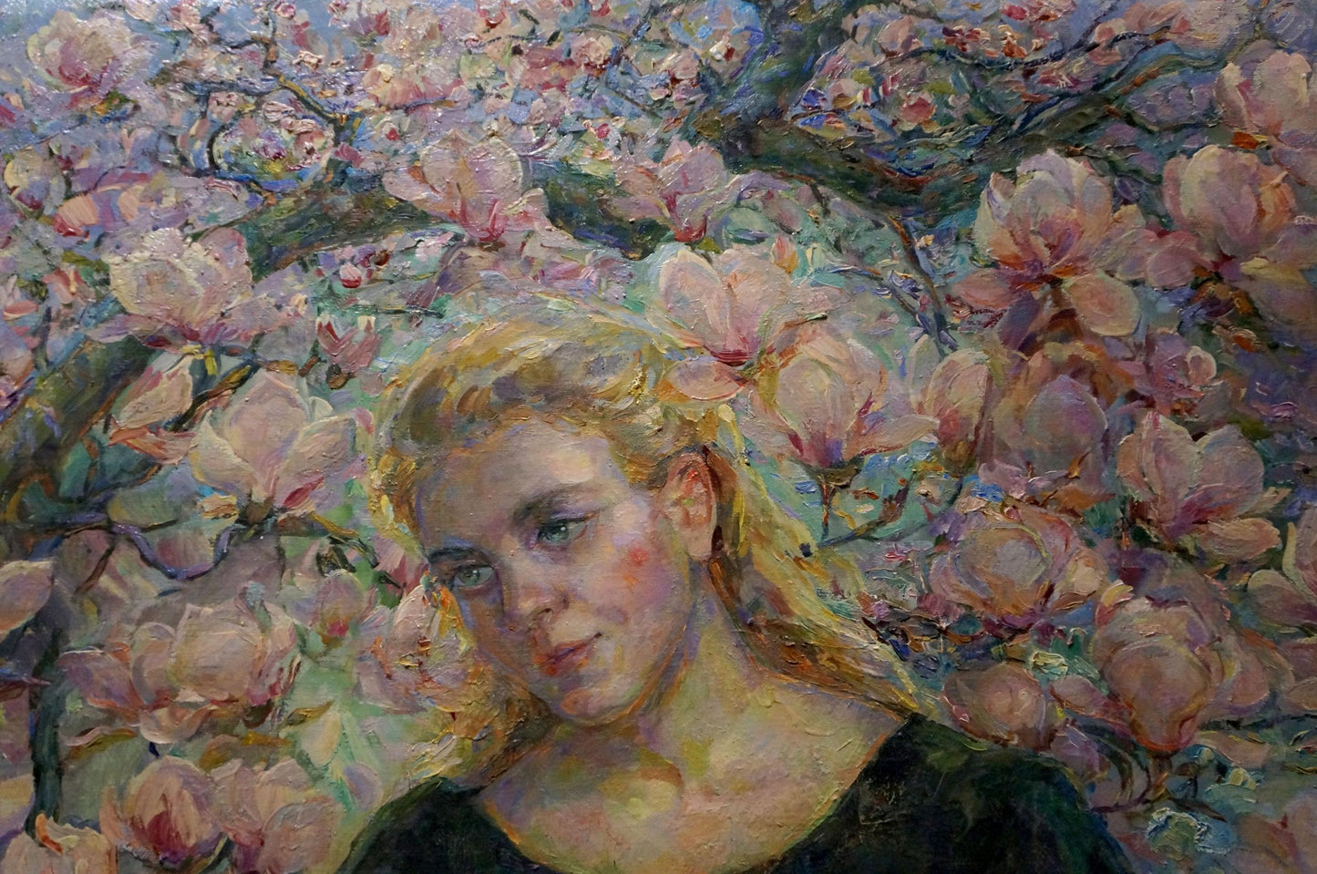 Oil painting Girl among flowers Titarenko Maria Anatolyevna