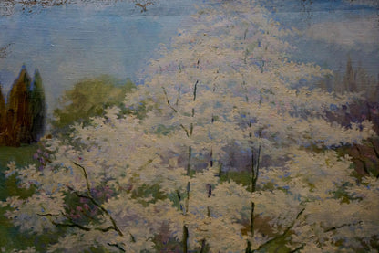 Oil painting Summer landscape in the garden Elvira Titarenko