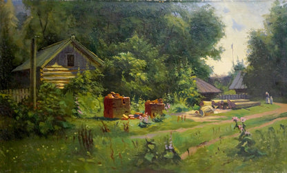 Oil painting Sawmill Vladimir school