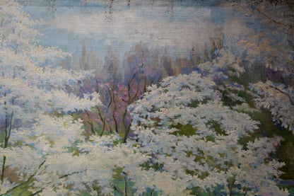 Oil painting Summer landscape in the garden Elvira Titarenko