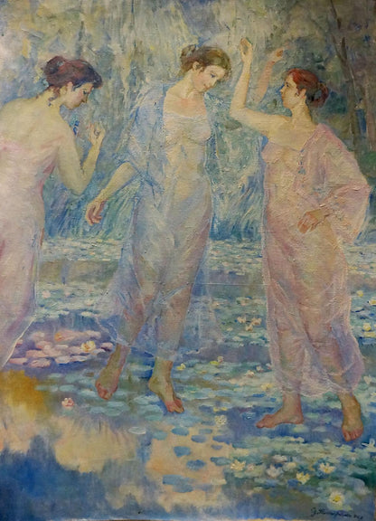 Oil painting Girls by the pond Tytarenko Odarka Anatoliivna