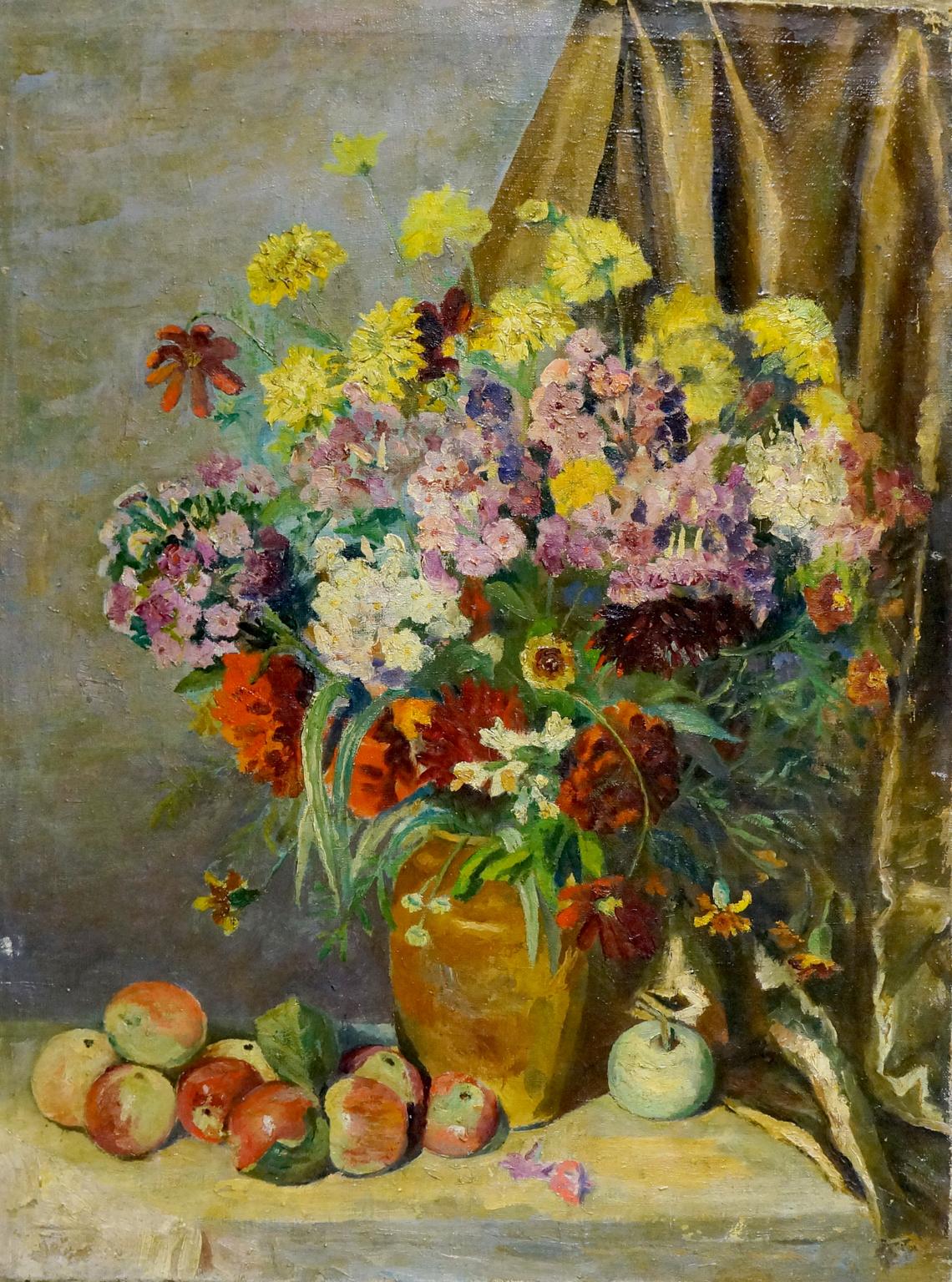 Oil painting Bouquet of Nature's Bounty with Apples Unknown artist