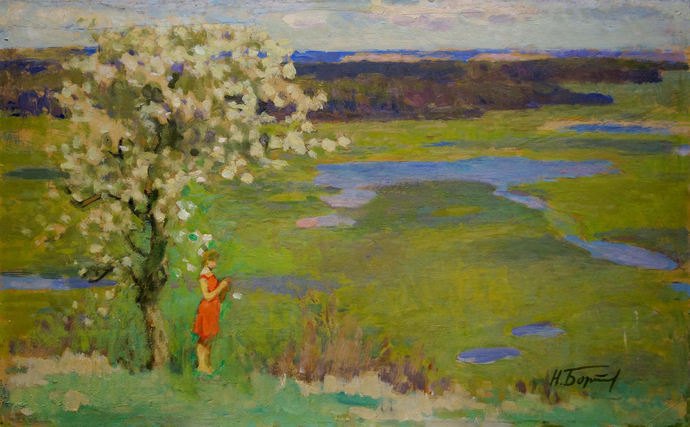 Oil painting Lonely girl Bortnikov Nikolay Fedorovich