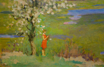 Oil painting Lonely girl Bortnikov Nikolay Fedorovich