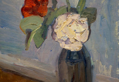 Oil painting Roses in a bottle Samokhin Vladimir Kalistratovich