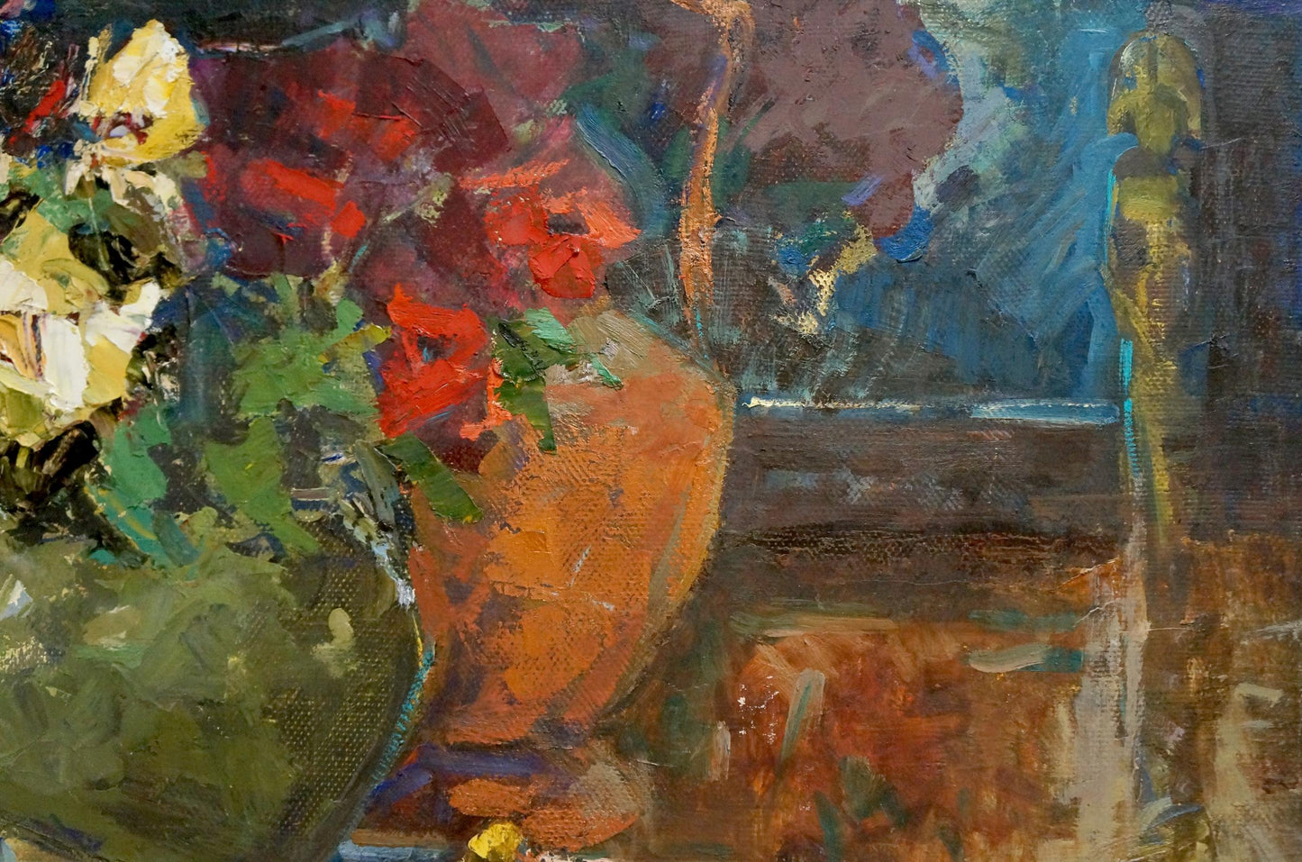 Oil painting Red and white roses Ryman Evgeny Nikolaevich