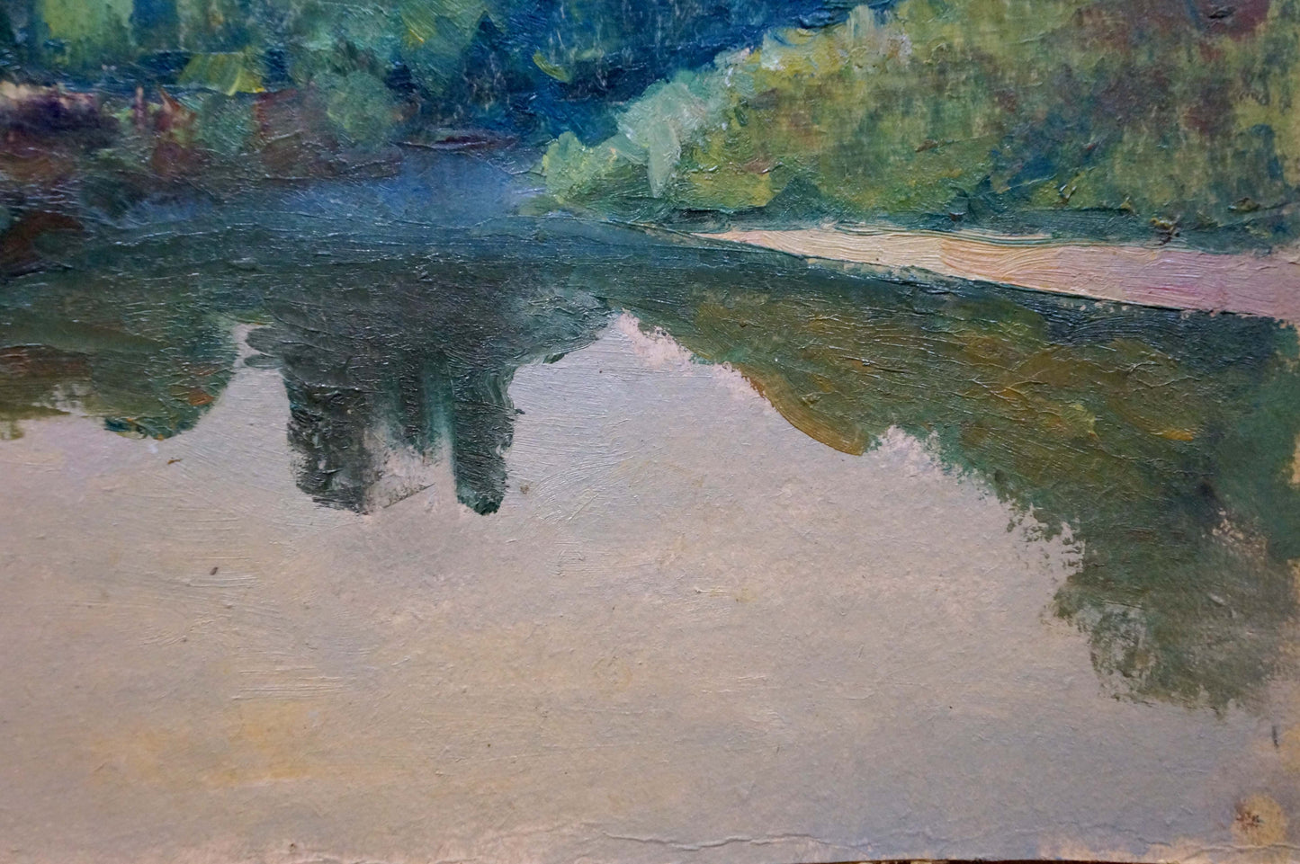 Oil painting Evening over the river Dmitry Lednev