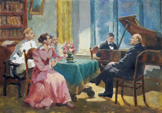 Oil painting Meeting at Lenin Yelena Petrovna Samokish-Sudkovskaya