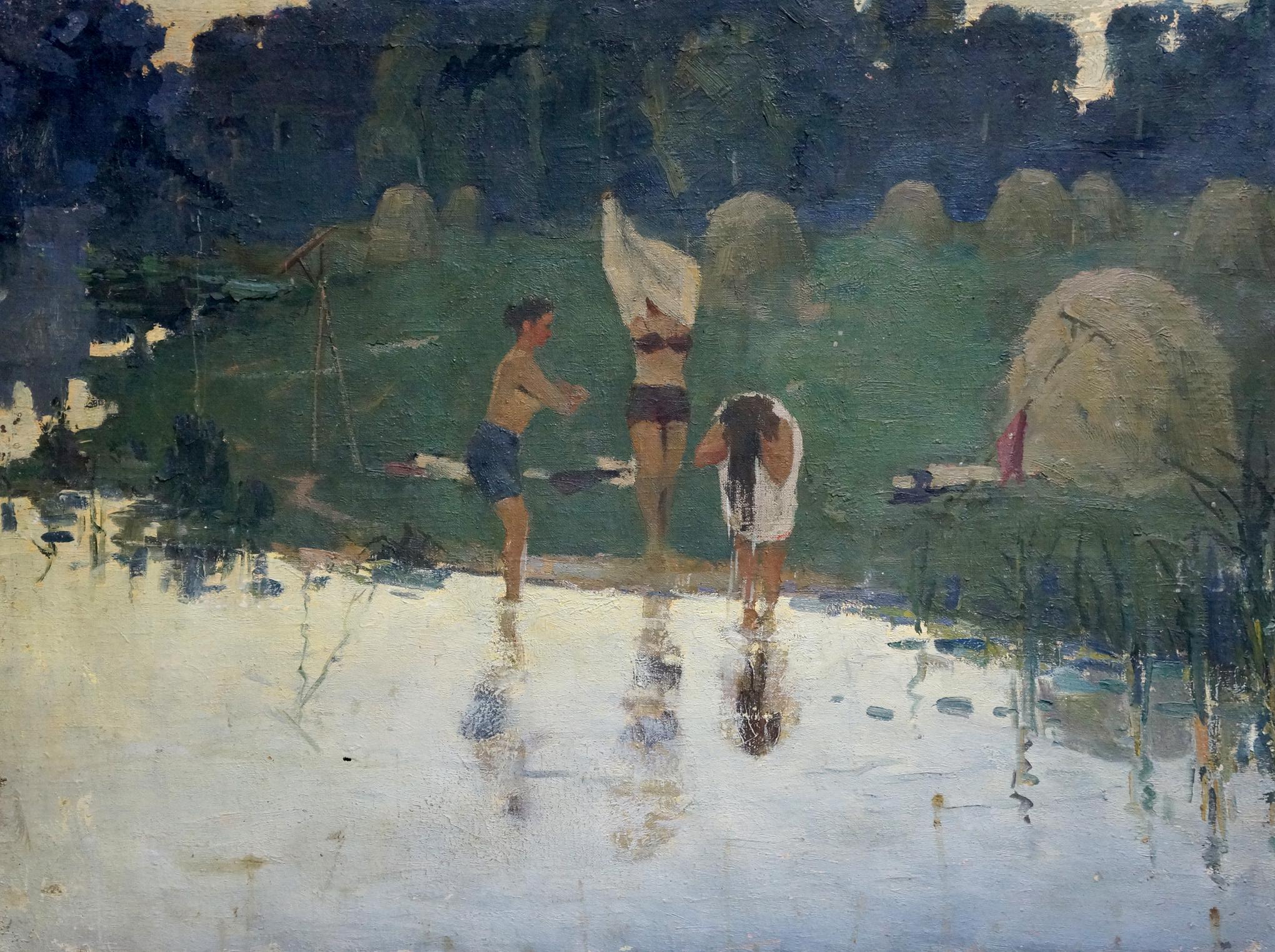 Oil painting By the river Unknown artist