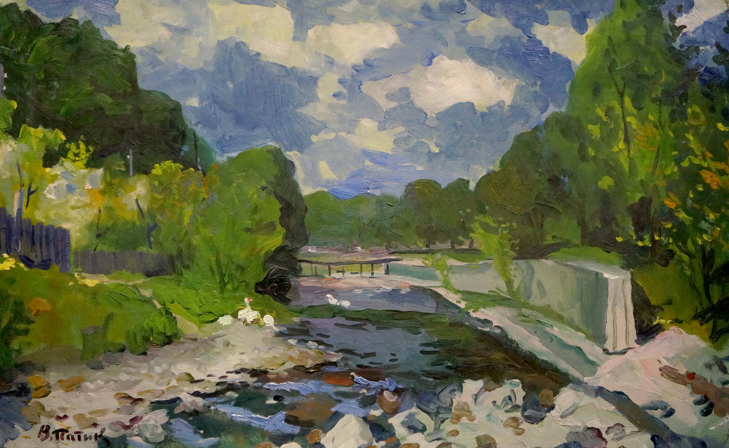 Oil painting The river flows Patik Volodymyr Yosypovych