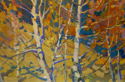 Boris Afanasevich Kolesnik's oil painting depicts the beauty of autumn
