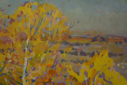 Golden Autumn portrays the autumnal scenery in oil by Kolesnik