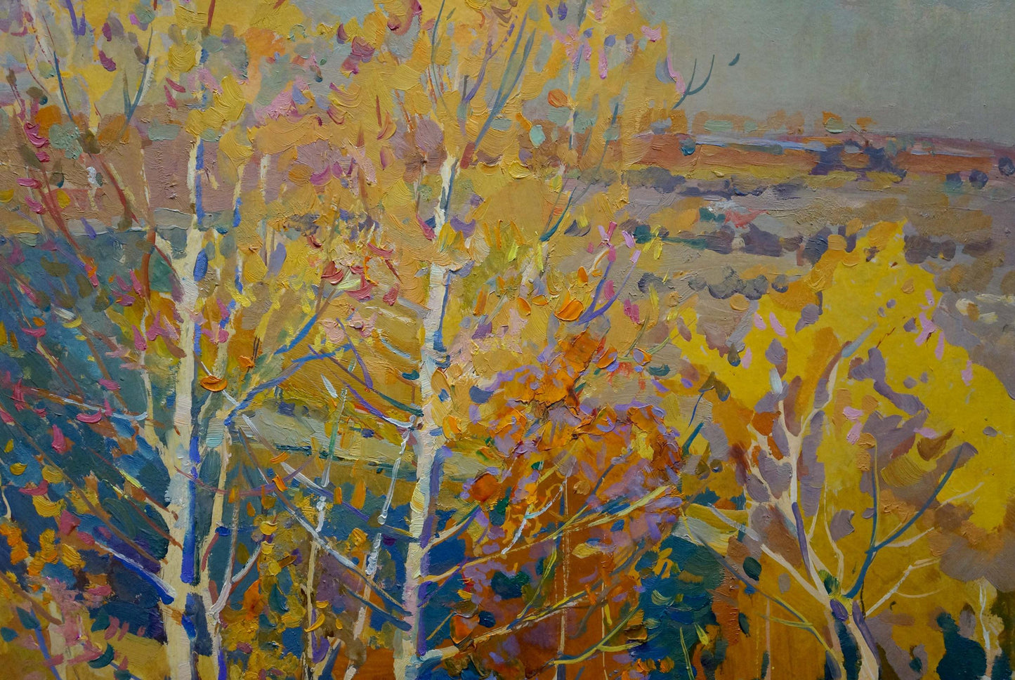 In this painting, Kolesnik illustrates the charm of autumn