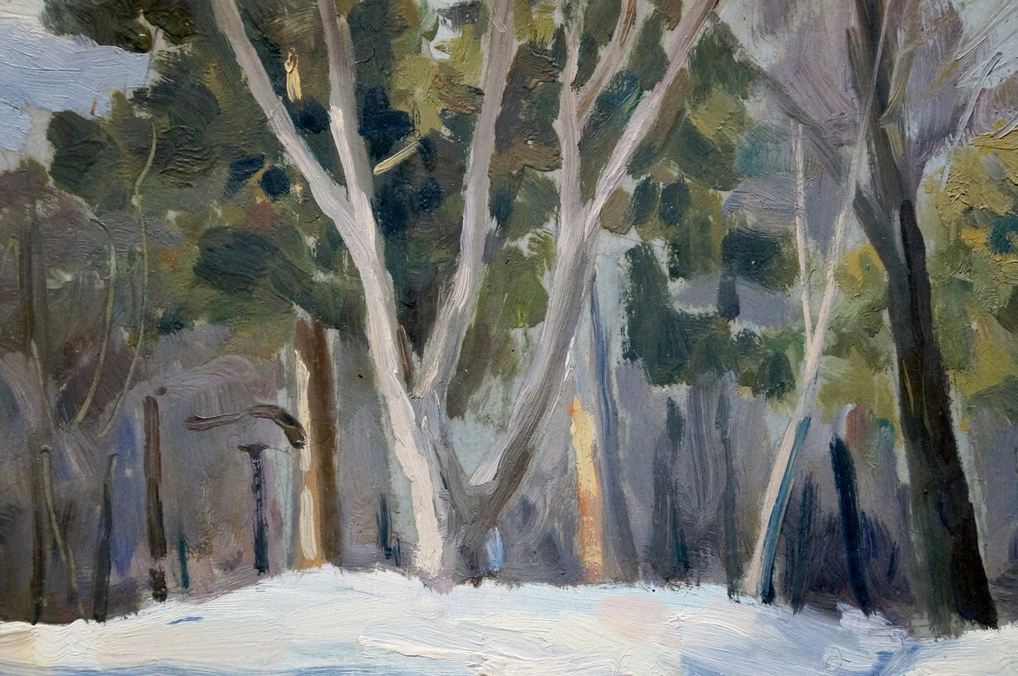 Oil painting Impenetrable winter forest Unknown artist