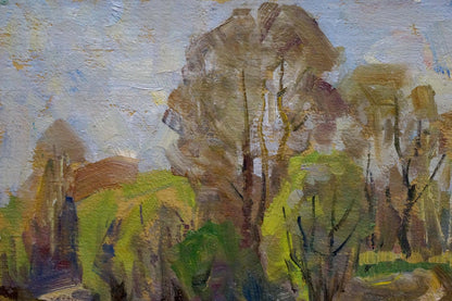 Oil painting Forest near the river Unknown artist