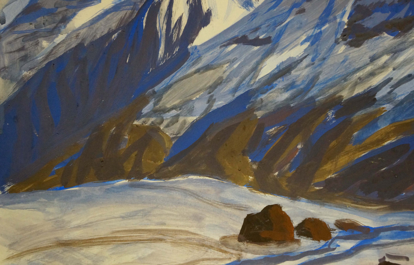 Tempera painting Mountain landscape