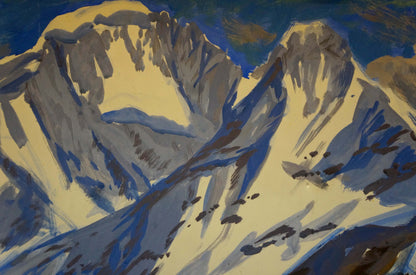 Tempera painting Mountain landscape
