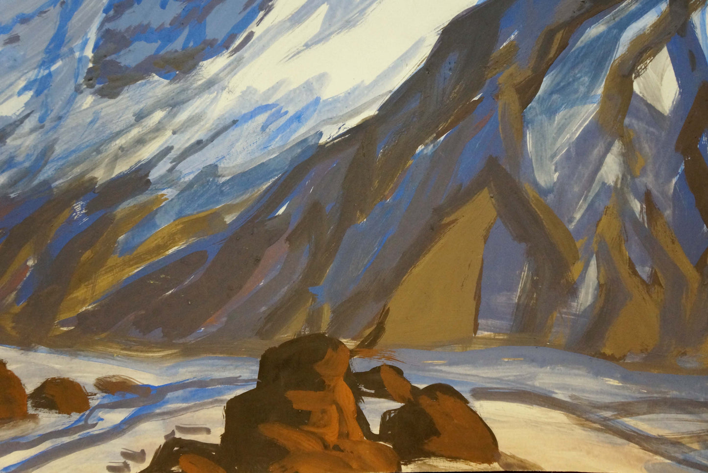 Tempera painting Mountain landscape