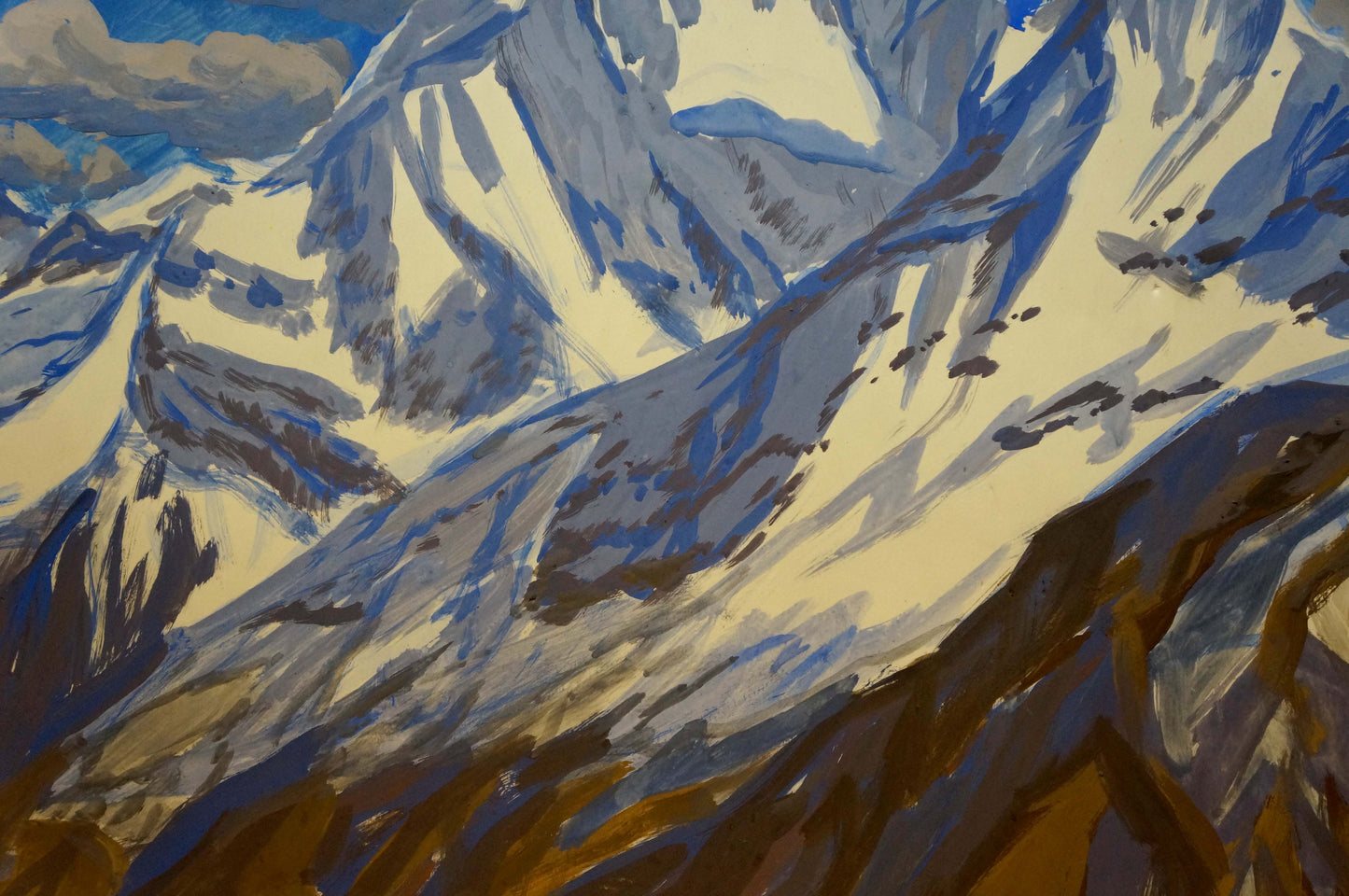 Tempera painting Mountain landscape