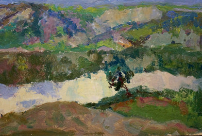 Oil painting Sunset by the river Kalatsyuk Yakov Alekseevich