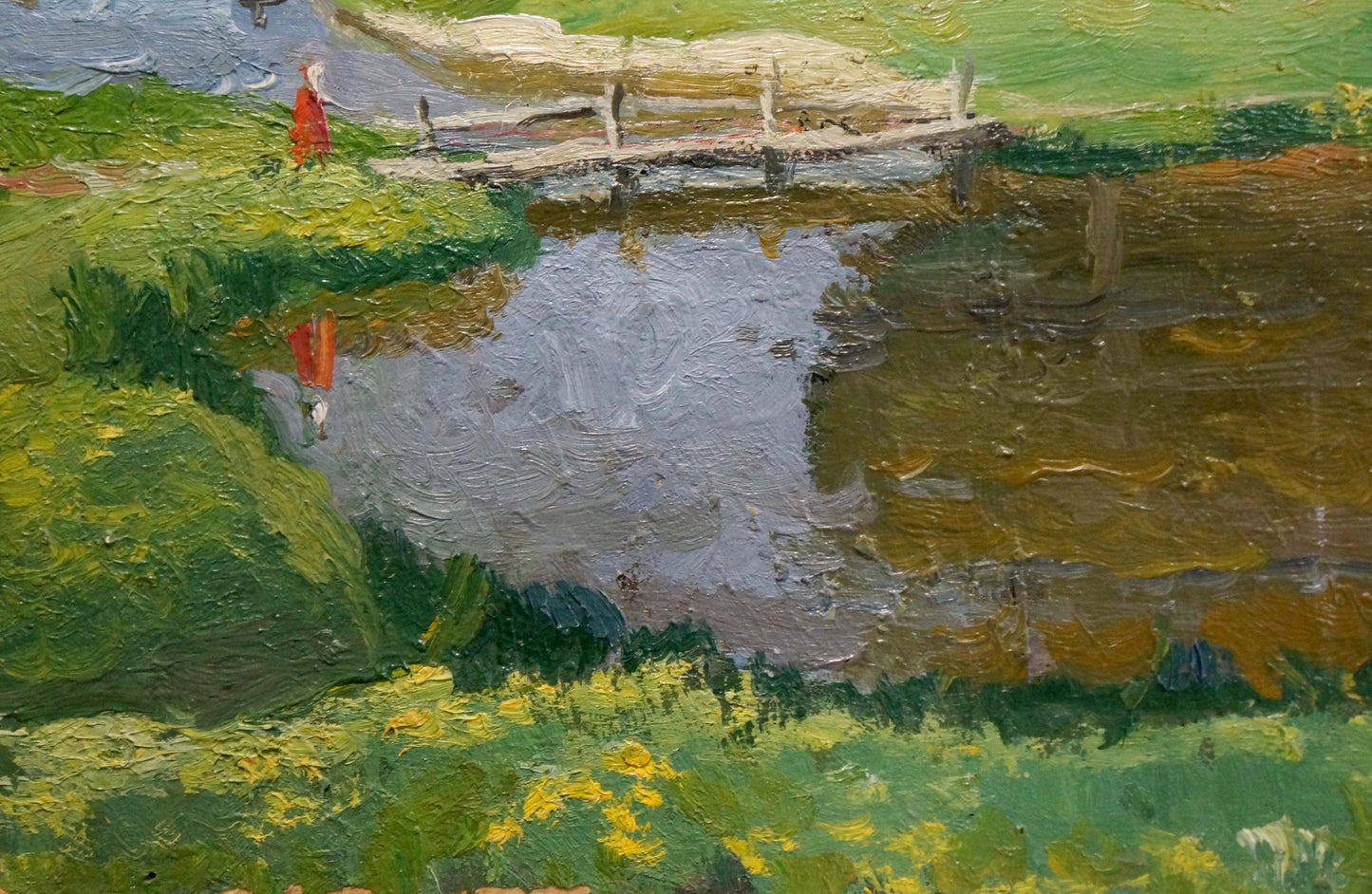 Oil painting Children at the pond