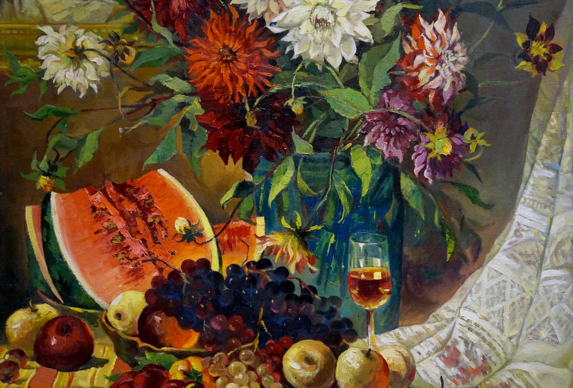 In oil, Igor Petrovich Yashchenko portrays a still life composition