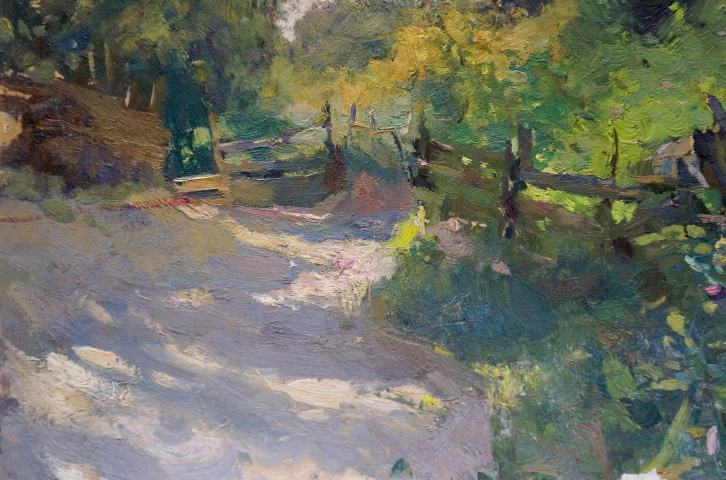 Oil painting With a landscape on a garden