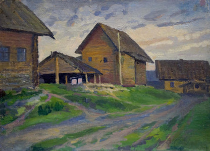 Oil painting Village landscape