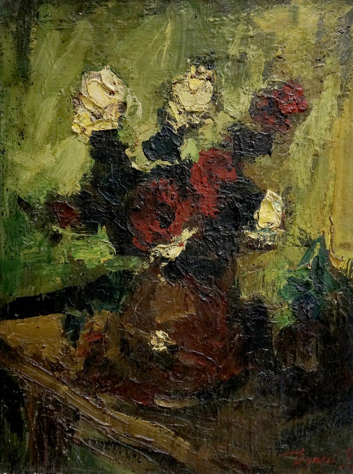 Oil painting Red and white roses Dupliy Sergey Alexandrovich