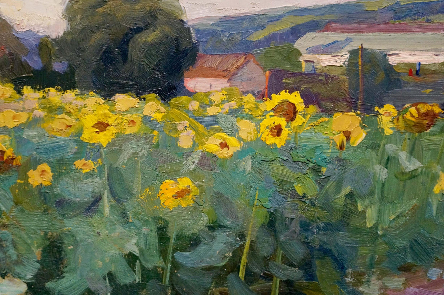Oil painting Sunflower field