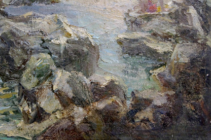 Oil painting Casting Lines from the Rocks Unknown artist