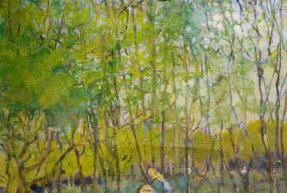 Oil painting Kids in the forest