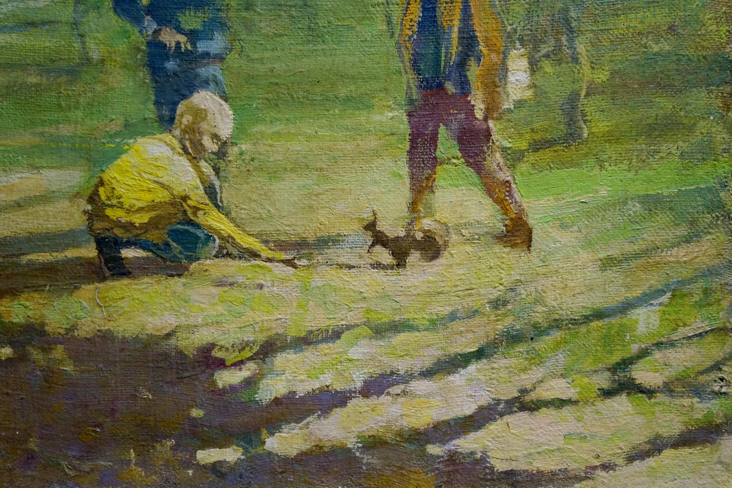 Oil painting Kids in the forest