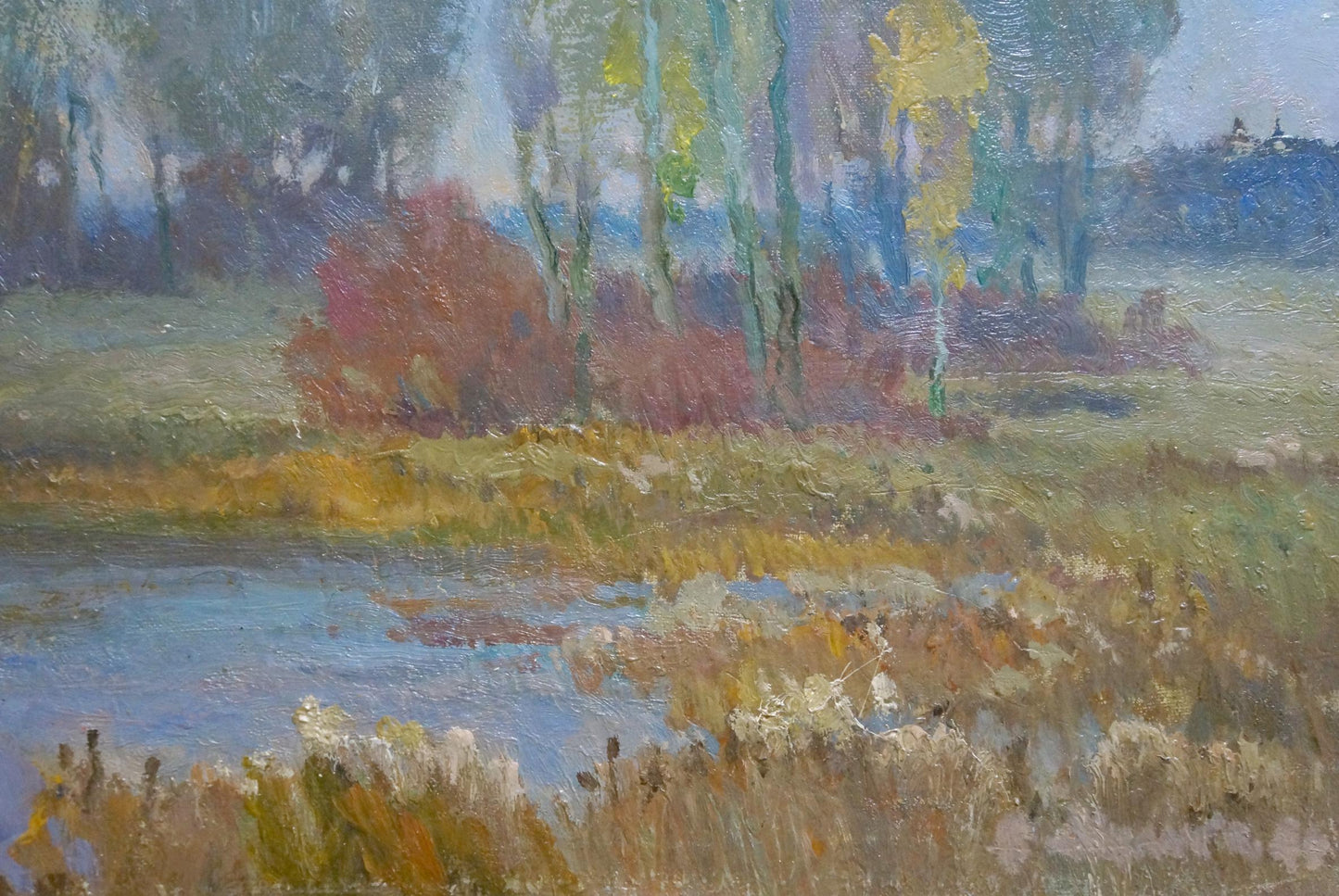 Oil painting River Amidst Fall Foliage Alexander Mynka