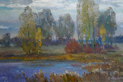 Oil painting River Amidst Fall Foliage Alexander Mynka