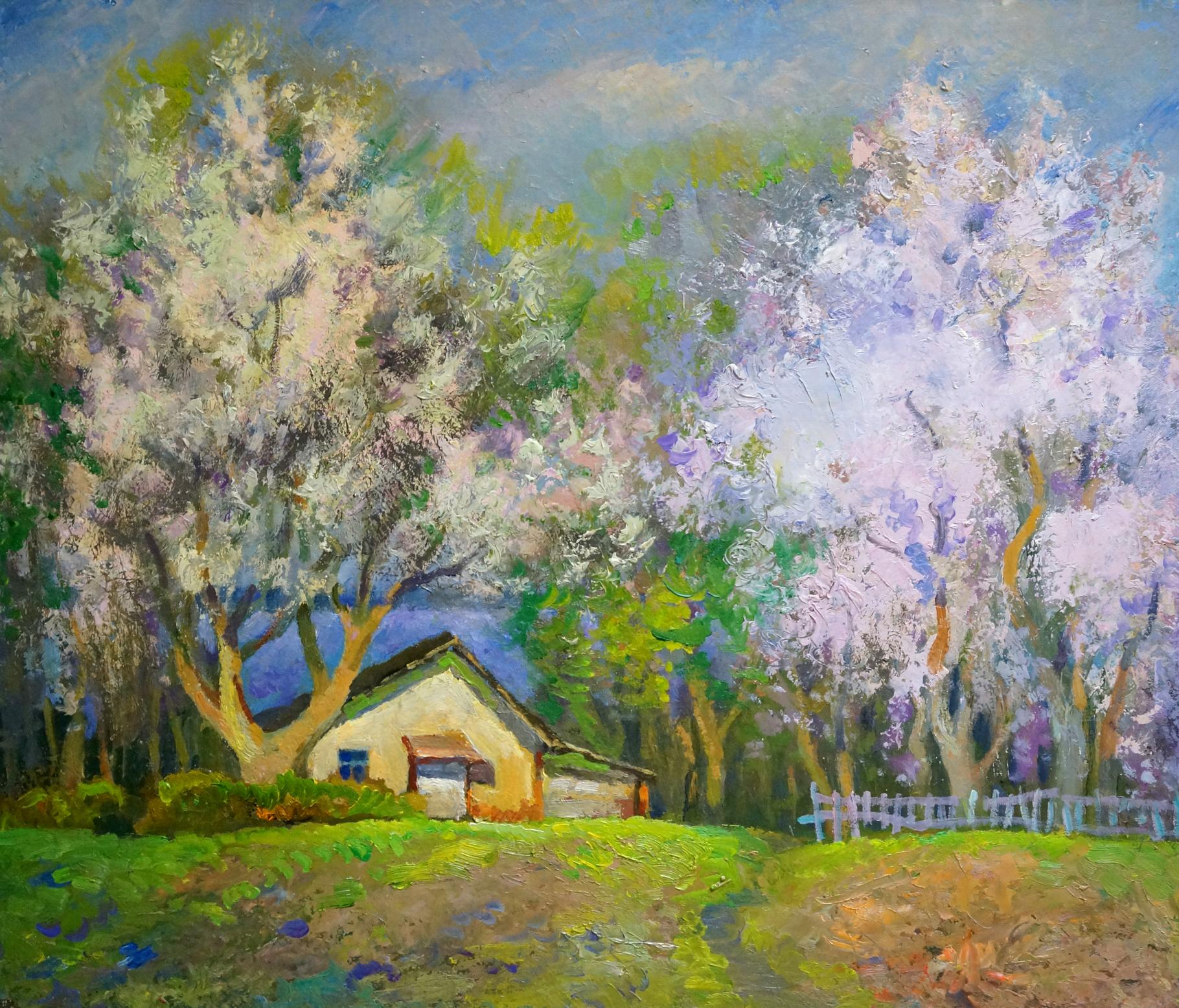Oil painting Trees are blooming Mynka Alexander Fedorovich