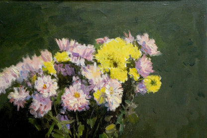 Oil painting Chrysanthemums Evgeny Vechtomov