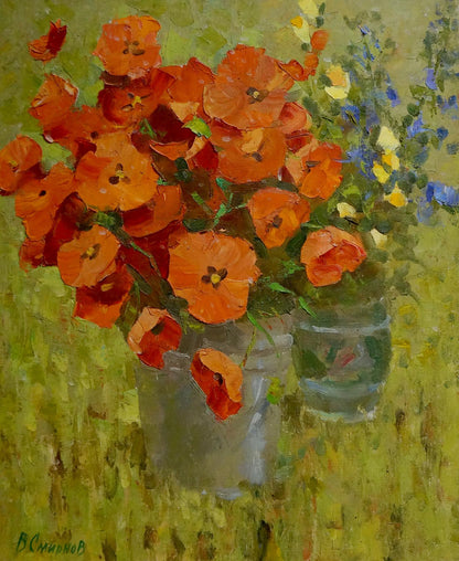 Oil painting Poppies Smirnov Valentin Sergeevich