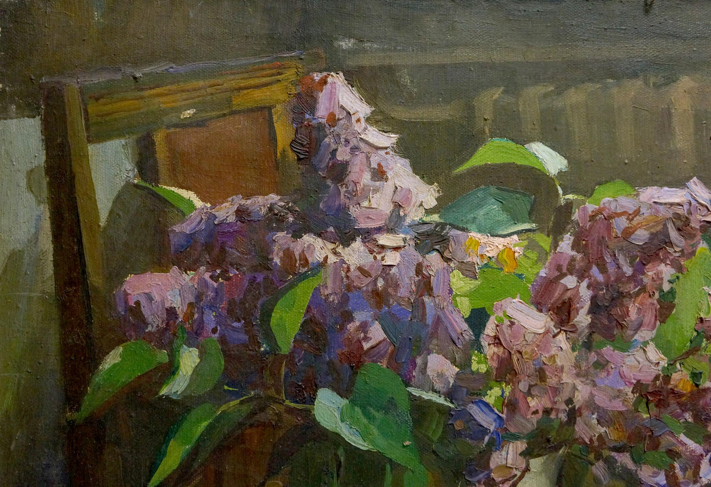 Oil painting Lilac and book Unknown artist