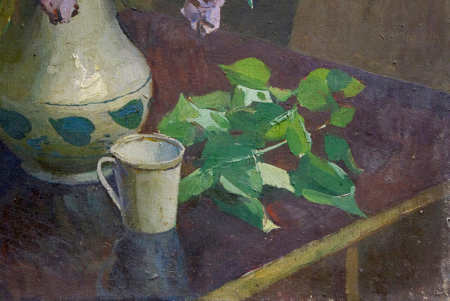 Oil painting Lilac and book Unknown artist