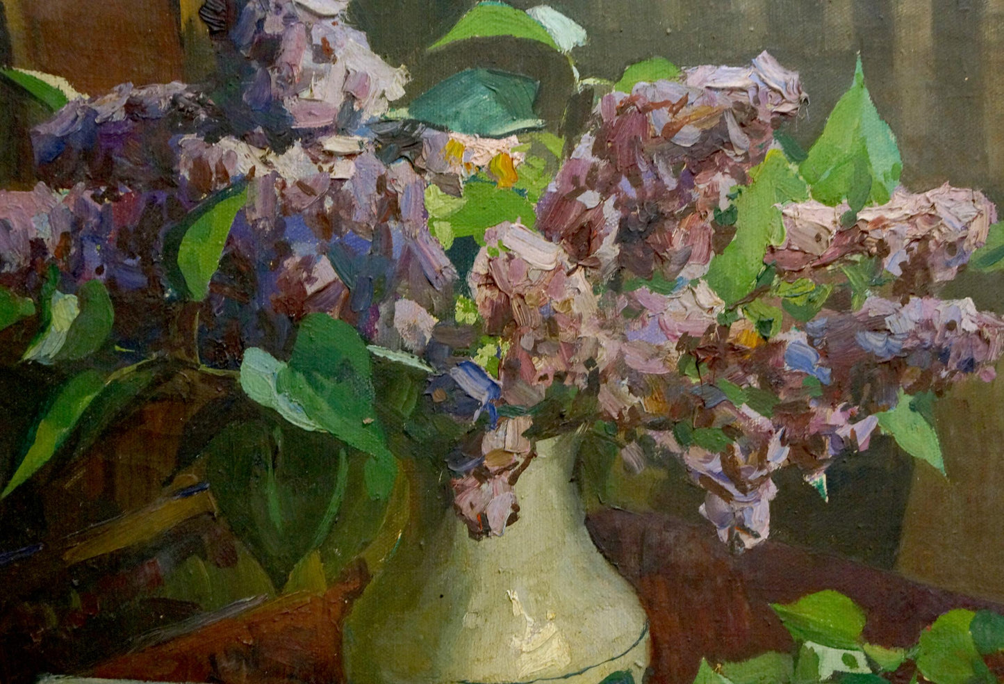 Oil painting Lilac and book Unknown artist