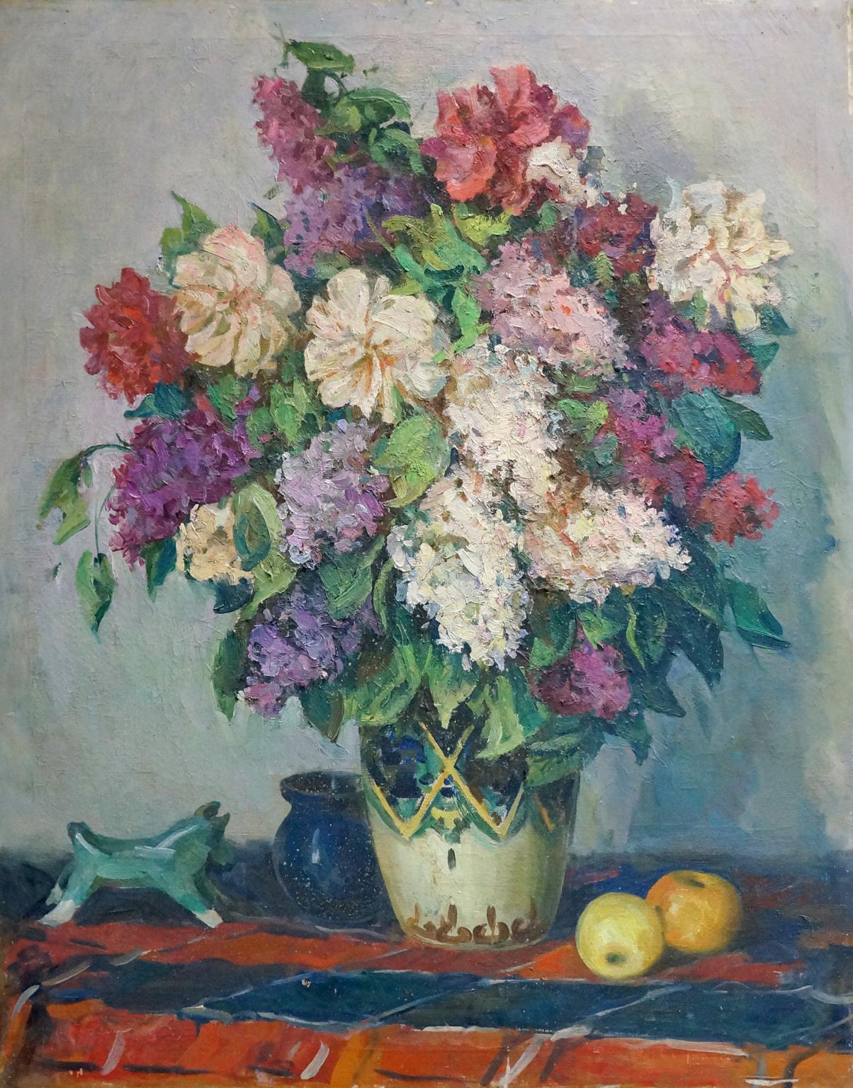 Oil painting Bouquet of flowers Unknown artist