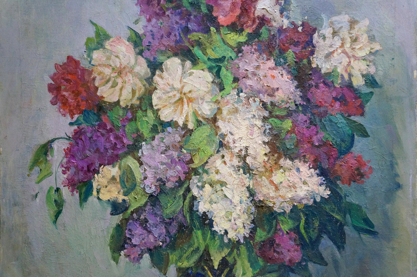 Oil painting Bouquet of flowers Unknown artist