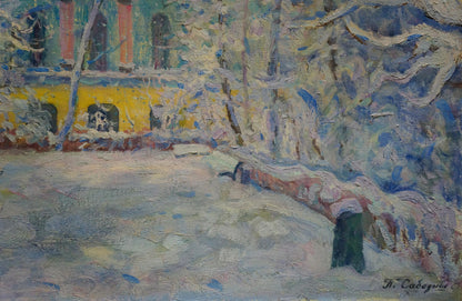 Oil painting Winter landscape Sabadysh Petr Evlampievich