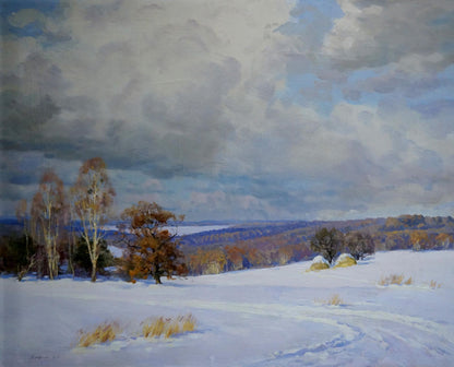 Oil painting Winter landscape Litovchenko Boris Alexandrovich