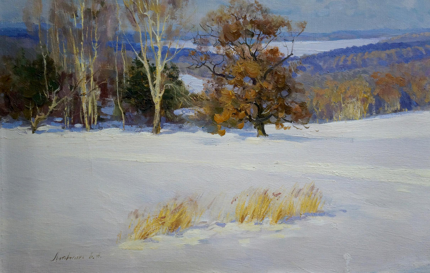 Oil painting Winter landscape Litovchenko Boris Alexandrovich