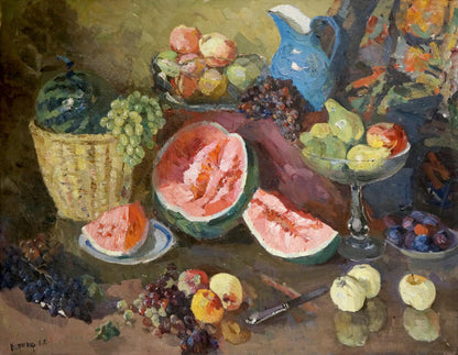 Oil painting Still life full of fruits Alexander Kerzhner